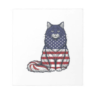 Patriotisches Flaggen-Katz Vintage-Stich-Shirt-Des Notizblock