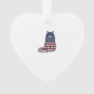 Patriotisches Flaggen-Katz Vintage-Stich-Shirt-Des Ornament