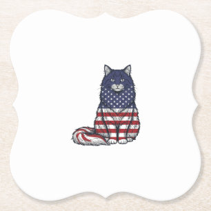 Patriotisches Flaggen-Katz Vintage-Stich-Shirt-Des Untersetzer