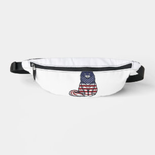 Patriotisches Flaggen-Katz Vintage-Stickerei-Shirt Bauchtasche