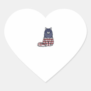 Patriotisches Flaggen-Katz Vintage-Stickerei-Shirt Herz-Aufkleber