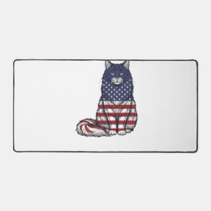 Patriotisches Flaggen-Katz Vintage-Stickerei-Shirt Schreibtischunterlage