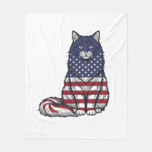 Patriotisches Flaggen-Katze Vintage-Stickerei-Shir Fleecedecke