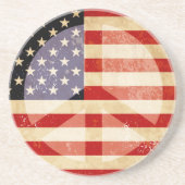 Patriotisches Flaggenfriedenszeichen Sandstein Untersetzer (Vorne)