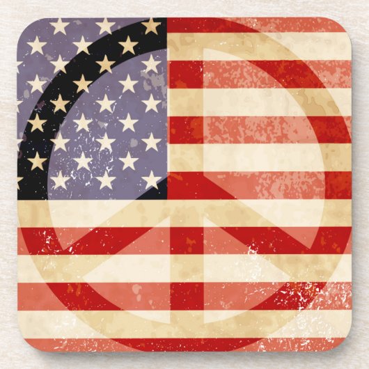 Patriotisches Flaggenfriedenszeichen Untersetzer (Vorderseite)