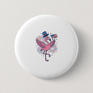 Patriotisches Flamingo-Feuerwerk Vektor Design_1 Button