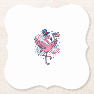 Patriotisches Flamingo-Feuerwerk Vektor Design_1 Untersetzer