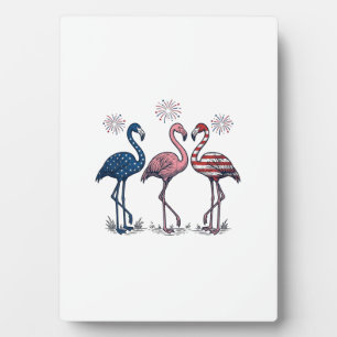 Patriotisches Flamingo-Trio Vintage-Engraving-Desi Fotoplatte