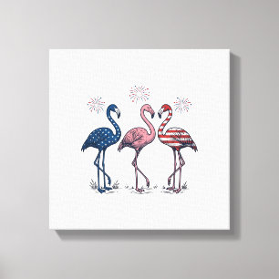 Patriotisches Flamingo-Trio Vintage-Engraving-Desi Leinwanddruck