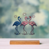 Patriotisches Flamingo-Trio Vintage-Stich-Design_1 Acrylschild (Neutral)