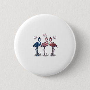 Patriotisches Flamingo-Trio Vintage-Stich-Design_1 Button