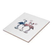 Patriotisches Flamingo-Trio Vintage-Stich-Design_1 Fliese (Seite)