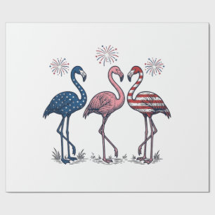 Patriotisches Flamingo-Trio Vintage-Stich-Design_1 Geschenkpapier