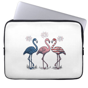 Patriotisches Flamingo-Trio Vintage-Stich-Design_1 Laptopschutzhülle