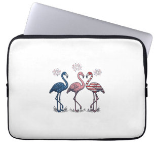 Patriotisches Flamingo-Trio Vintage-Stich-Design_1 Laptopschutzhülle