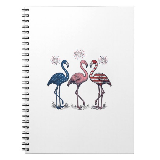 Patriotisches Flamingo-Trio Vintage-Stich-Design_1 Notizblock (Vorderseite)