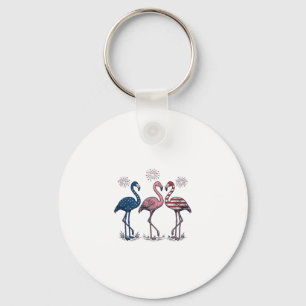 Patriotisches Flamingo-Trio Vintage-Stich-Design_1 Schlüsselanhänger