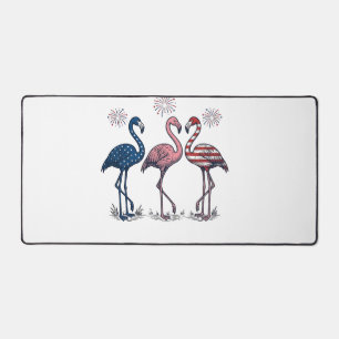 Patriotisches Flamingo-Trio Vintage-Stich-Design_1 Schreibtischunterlage