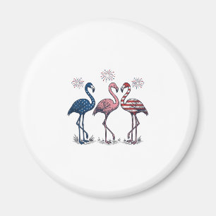 Patriotisches Flamingo-Trio Vintage-Stichdesign_1 Magnet