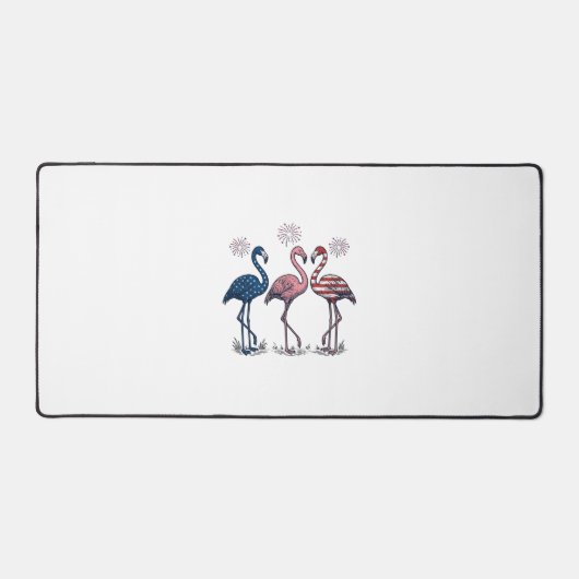 Patriotisches Flamingo-Trio Vintage-Stichdesign_1 Schreibtischunterlage (Vorderseite)