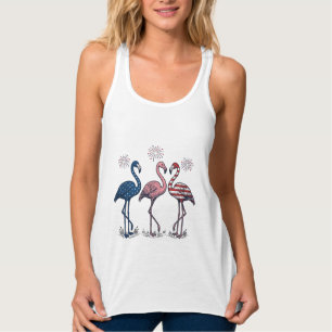 Patriotisches Flamingo-Trio Vintage-Stichdesign_1 Tank Top