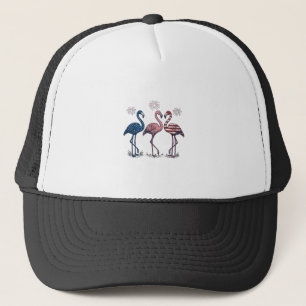 Patriotisches Flamingo-Trio Vintage-Stichdesign_1 Truckerkappe