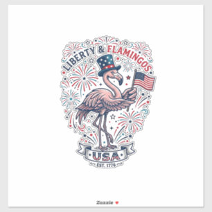 Patriotisches Flamingo Vintage-Stich-Shirt-Design_ Aufkleber