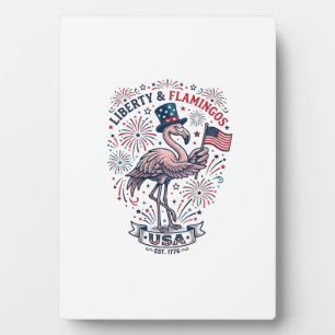 Patriotisches Flamingo Vintage-Stich-Shirt-Design_ Fotoplatte