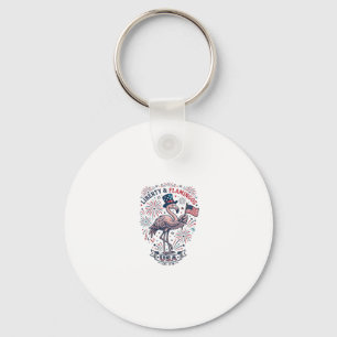 Patriotisches Flamingo Vintage-Stich-Shirt-Design_ Schlüsselanhänger