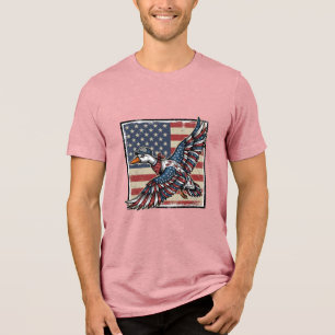 Patriotisches Fliegendes-Ente-Vintage-Stickerei-Sh Tri-Blend Shirt