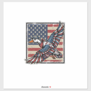 Patriotisches fliegendes Enten-Vintage-Stickerei-S Aufkleber