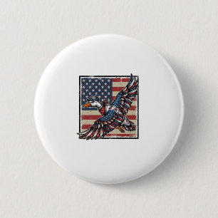Patriotisches fliegendes Enten-Vintage-Stickerei-S Button