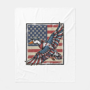 Patriotisches fliegendes Enten-Vintage-Stickerei-S Fleecedecke