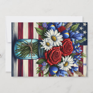 Patriotisches, florales, abgenutztes amerikanische feiertagskarte