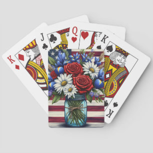 Patriotisches, florales, abgenutztes amerikanische spielkarten