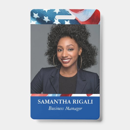 Patriotisches Foto Anpassbares Abzeichen Ausweis (Vorderseite)