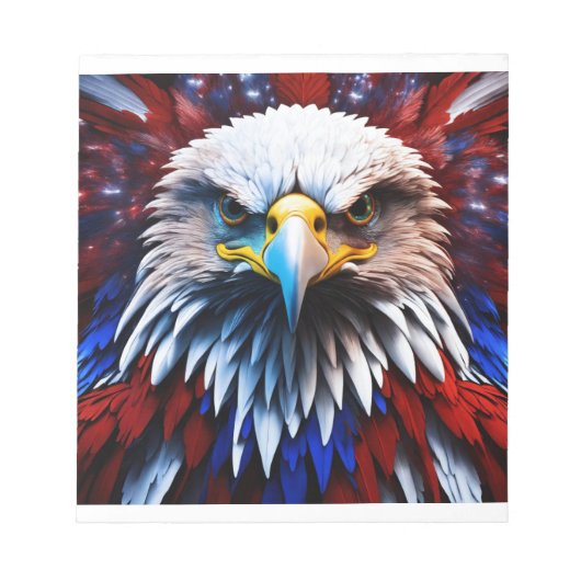 Patriotisches Fraktal Eagles T-Shirt Notizblock (Vorderseite)