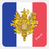 Patriotisches Frankreich und Französische Flagge,  Quadratischer Aufkleber (Vorderseite)