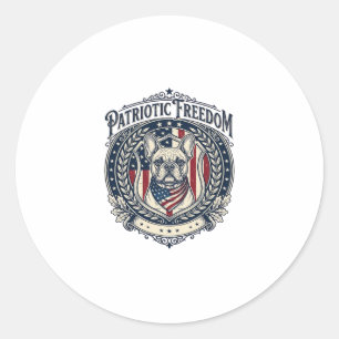 Patriotisches Französische Bulldogge Vektorgrafik  Runder Aufkleber