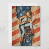 Patriotisches freches Cowgirl-am 4. Juli Party Einladung (Vorderseite)