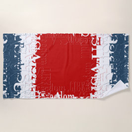 Patriotisches Freiheitsquadrat Rot Weiß & Blau Strandtuch