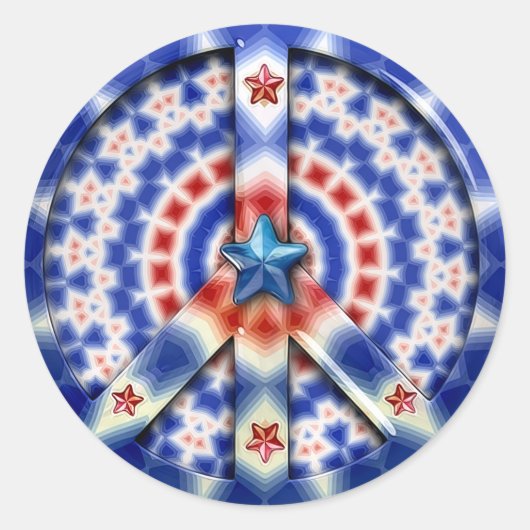 Patriotisches Friedenssymbol Runder Aufkleber (Vorderseite)
