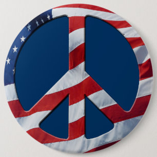 Patriotisches Friedenssymbol - US-Flagge kein Krie Button