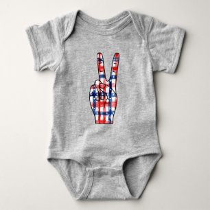 Patriotisches Friedenszeichen Hand abstrakt US-Fla Baby Strampler