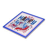 Patriotisches Frohes 4. Juli Feierdesign Fliese (Seite)