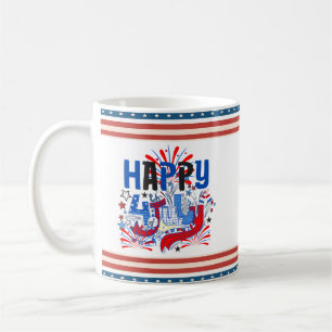 Patriotisches Frohes 4. Juli Feierdesign Kaffeetasse