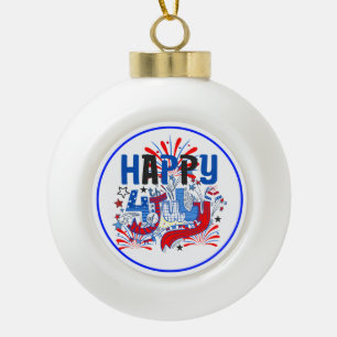 Patriotisches Frohes 4. Juli Feierdesign Keramik Kugel-Ornament