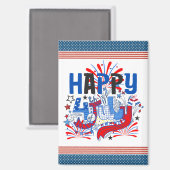 Patriotisches Frohes 4. Juli Feierdesign Magnet (Vorderseite/Rückseite)