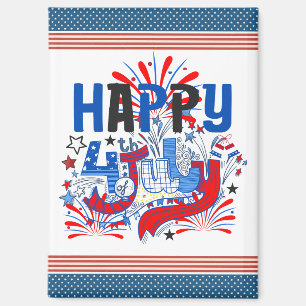 Patriotisches Frohes 4. Juli Feierdesign Magnet