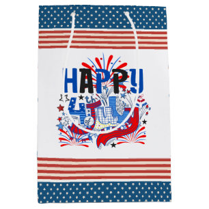 Patriotisches Frohes 4. Juli Feierdesign Mittlere Geschenktüte